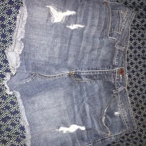 Denim High Waist Distressed Short